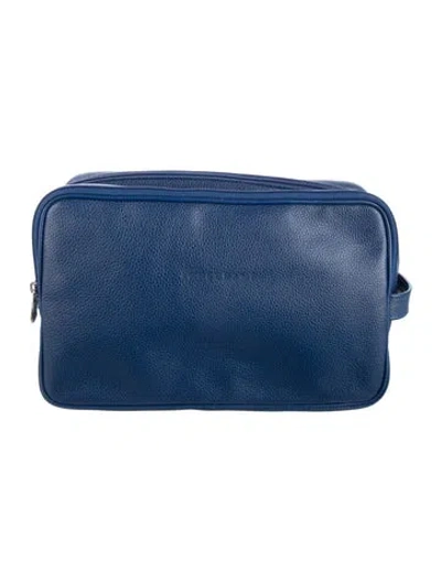 Pre-owned Longchamp Leather Cosmetic Bag In Blue