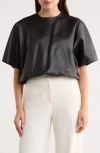 Longchamp Leather Crop Top In Black