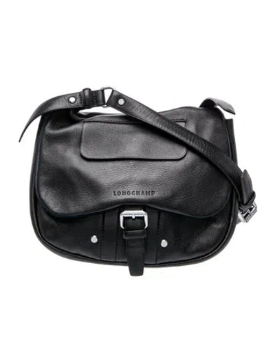 Pre-owned Longchamp Leather Crossbody Bag In Black