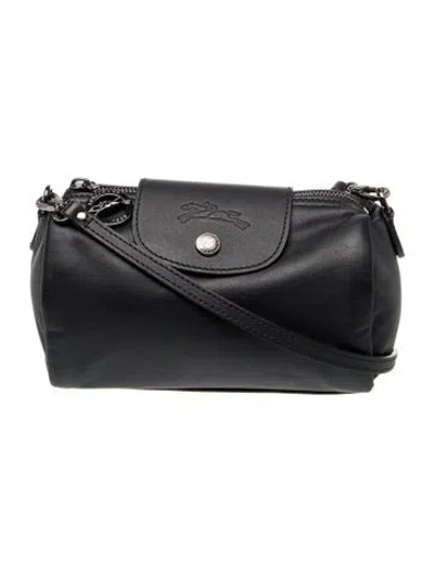 Pre-owned Longchamp Leather Crossbody Bag In Black