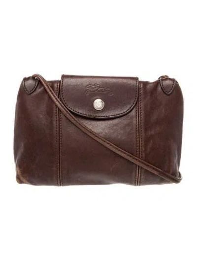 Pre-owned Longchamp Leather Crossbody Bag In Burgundy