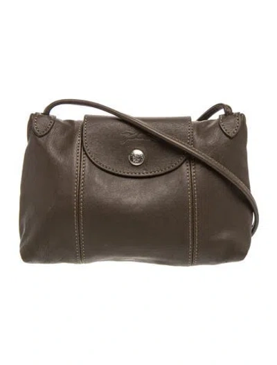 Pre-owned Longchamp Leather Crossbody Bag In Grey