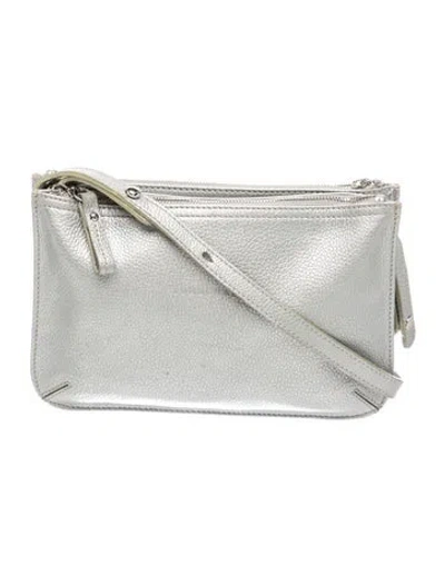 Pre-owned Longchamp Leather Crossbody Bag In Grey/metallic