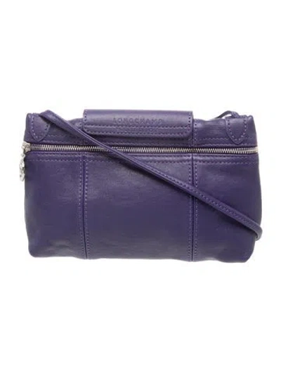 Pre-owned Longchamp Leather Crossbody Bag In Purple