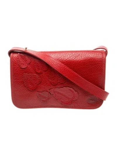 Pre-owned Longchamp Leather Crossbody Bag Vintage In Red