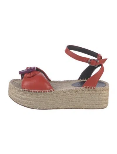 Pre-owned Longchamp Leather Espadrilles In Orange