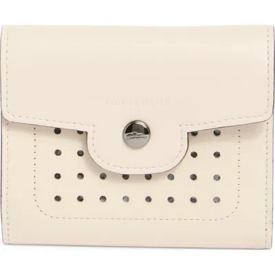 Longchamp Leather Flap Card Case In White