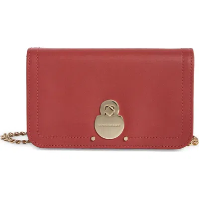 Longchamp Leather Flap Wallet On A Chain