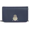 Longchamp Leather Flap Wallet On A Chain In Blue