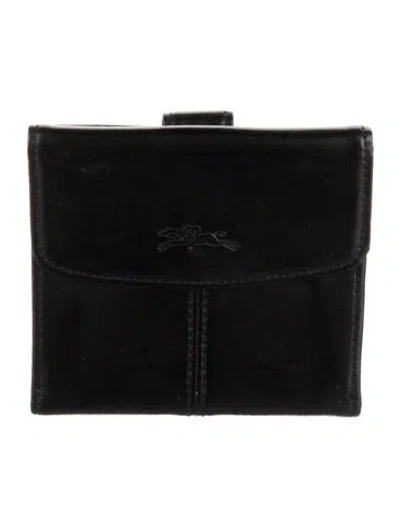 Pre-owned Longchamp Leather French Purse In Black