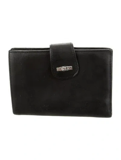 Pre-owned Longchamp Leather French Purse In Black