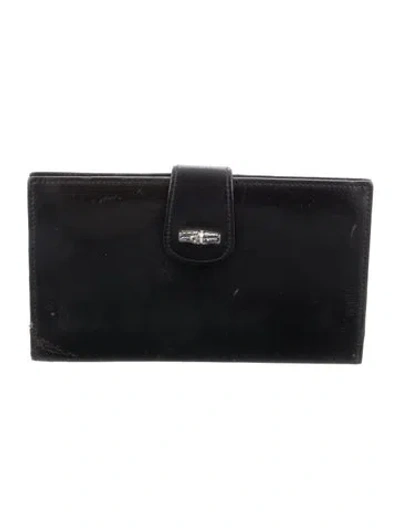 Pre-owned Longchamp Leather French Purse In Black