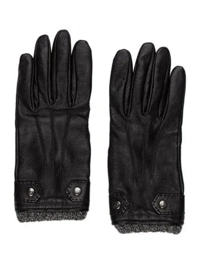 Pre-owned Longchamp Leather Gloves In Black