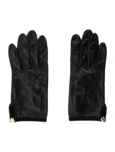 Pre-owned Longchamp Leather Gloves In Black