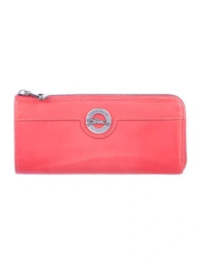 Pre-owned Longchamp Leather Graphic Print Continental Wallet In Red