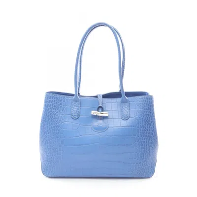 Pre-owned Longchamp Leather Handbag Tote Bag () In Blue
