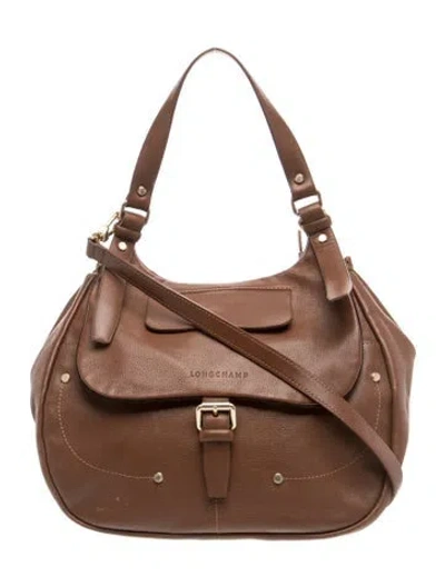 Pre-owned Longchamp Leather Hobo In Brown