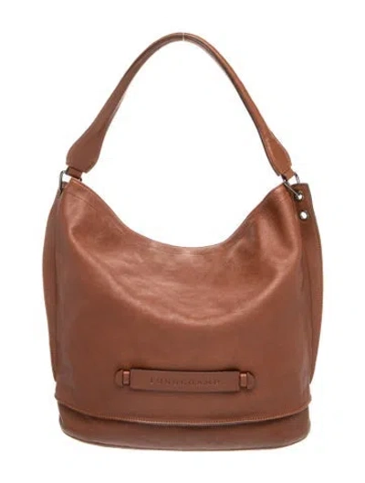 Pre-owned Longchamp Leather Hobo In Brown
