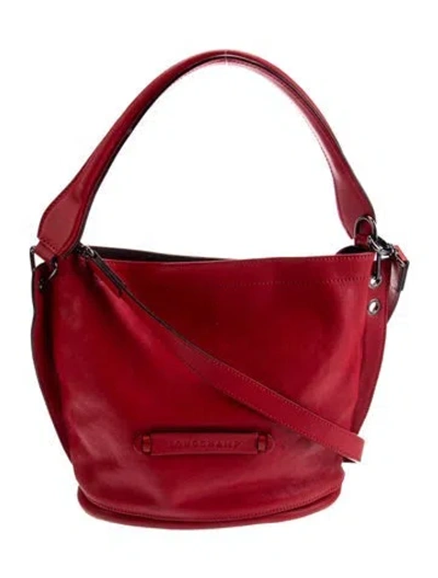 Pre-owned Longchamp Leather Hobo In Red