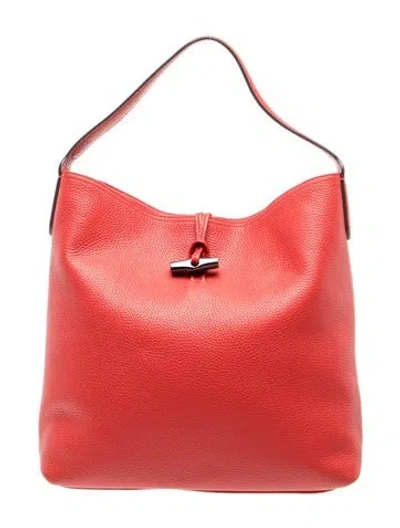 Pre-owned Longchamp Leather Hobo In Red