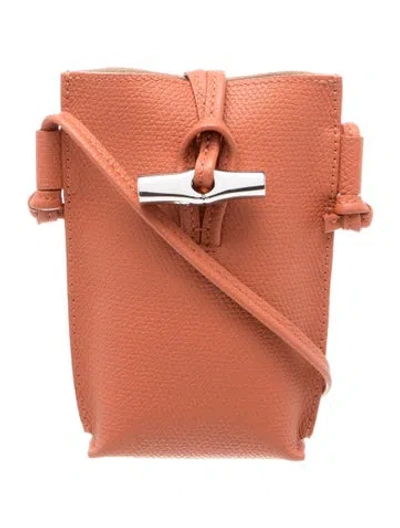 Pre-owned Longchamp Leather Le Roseau In Orange