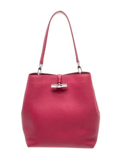 Pre-owned Longchamp Leather Le Roseau In Pink