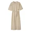 Longchamp Leather Long Dress In Lin