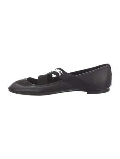 Pre-owned Longchamp Leather Mary Jane Flats In Black