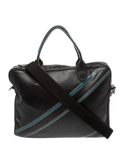 Pre-owned Longchamp Leather Messenger Bag In Black