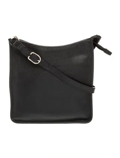 Pre-owned Longchamp Leather Messenger Bag In Black