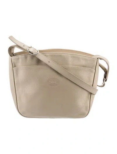 Pre-owned Longchamp Leather Messenger Bag In Neutral