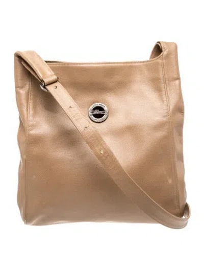 Pre-owned Longchamp Leather Messenger Bag In Neutral