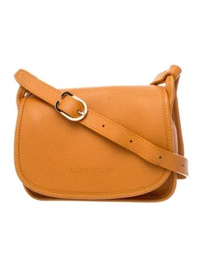 Pre-owned Longchamp Leather Messenger Bag Small In Orange