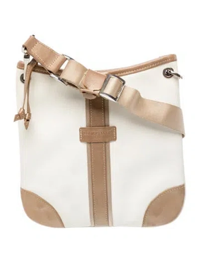 Pre-owned Longchamp Leather Messenger Bag In White