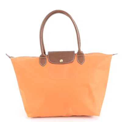 Pre-owned Longchamp Leather Nylon Handbag Tote Bag () In Orange