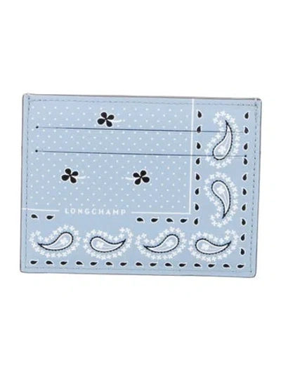 Pre-owned Longchamp Leather Paisley Print Card Holder In Blue