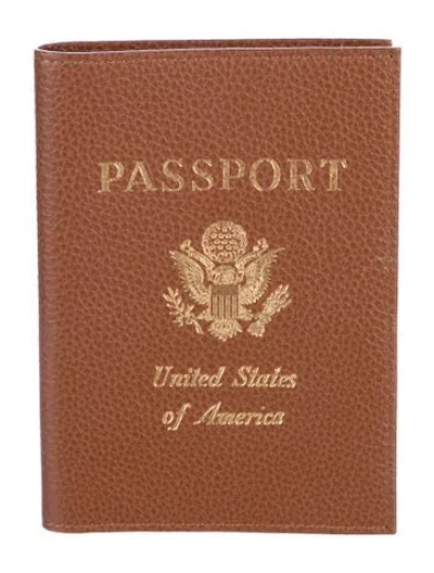 Pre-owned Longchamp Leather Passport Case In Brown