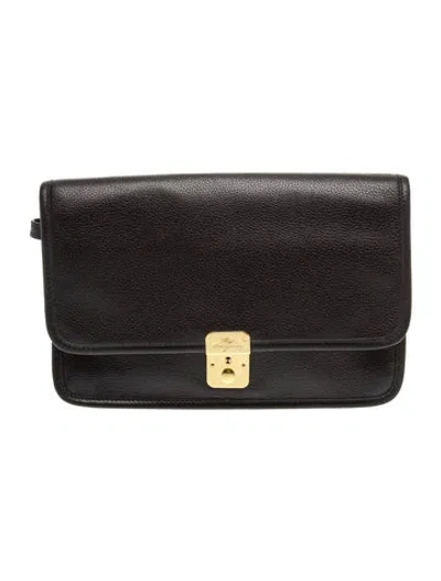Pre-owned Longchamp Leather Portfolio In Black