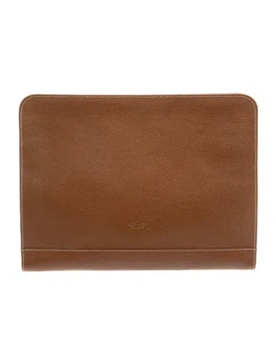 Pre-owned Longchamp Leather Portfolio In Brown