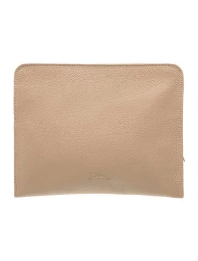 Pre-owned Longchamp Leather Portfolio In Neutral