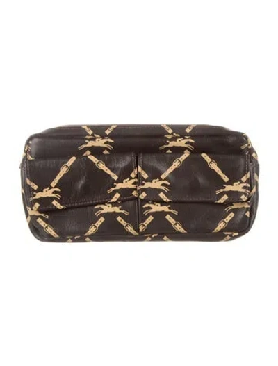 Pre-owned Longchamp Leather Printed Wallet In Brown