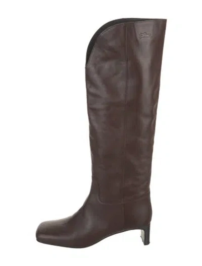 Pre-owned Longchamp Leather Riding Boots In Brown