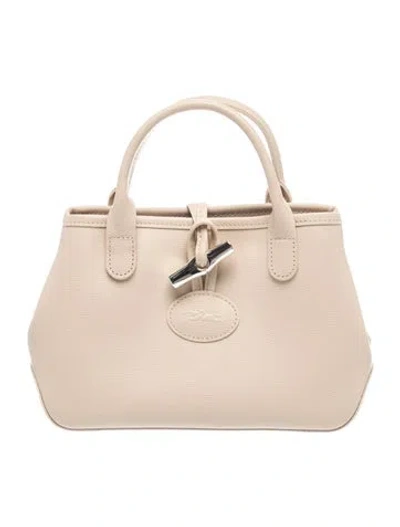 Pre-owned Longchamp Leather Roseau Mini In Neutrals