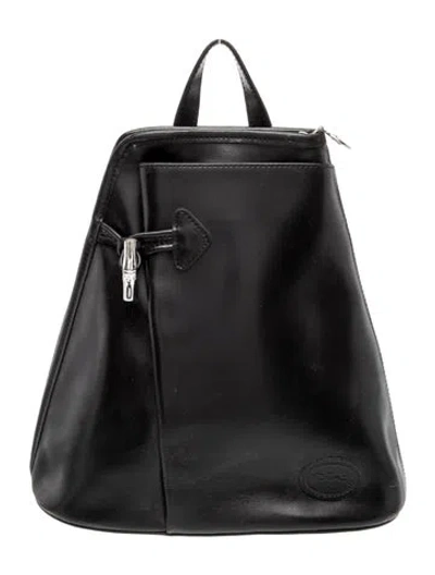 Pre-owned Longchamp Leather Roseau Vintage In Black