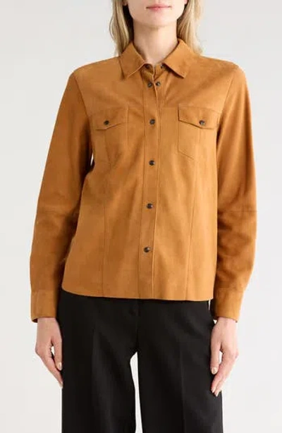 Longchamp Leather Shirt In Brown