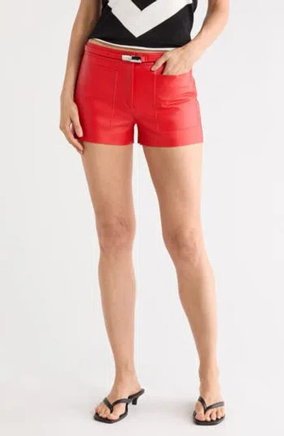 Longchamp Leather Shorts In Red