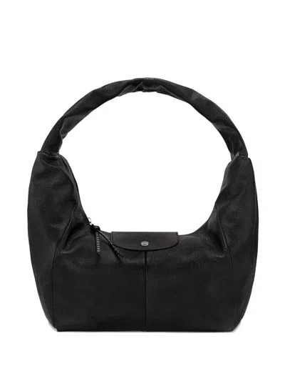 Longchamp Leather Shoulder Bag In Black
