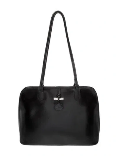 Pre-owned Longchamp Leather Shoulder Bag In Black