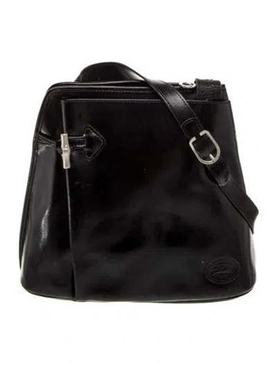 Pre-owned Longchamp Leather Shoulder Bag In Black