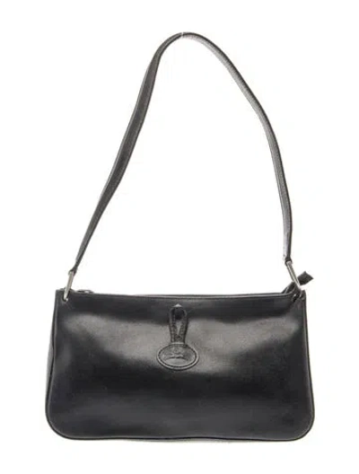 Pre-owned Longchamp Leather Shoulder Bag In Black